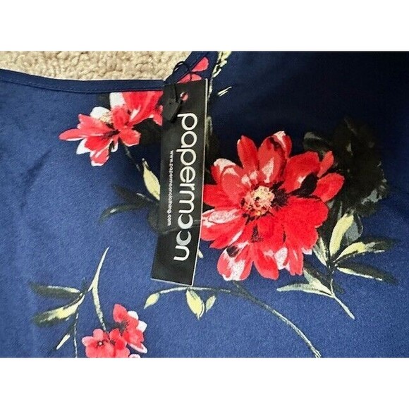 Papermoon Tank Top Womens Plus 2X Basima Blue Red Floral Strappy Tropical Beachy - Picture 6 of 7